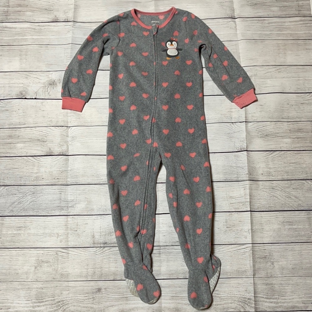 Absorba Gray & Pink Fleece Footie Pajamas size 3T